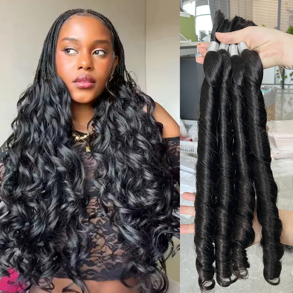 100g Human Hair Bulk for Braiding French Curls Boho Braids Loose Wave Romance