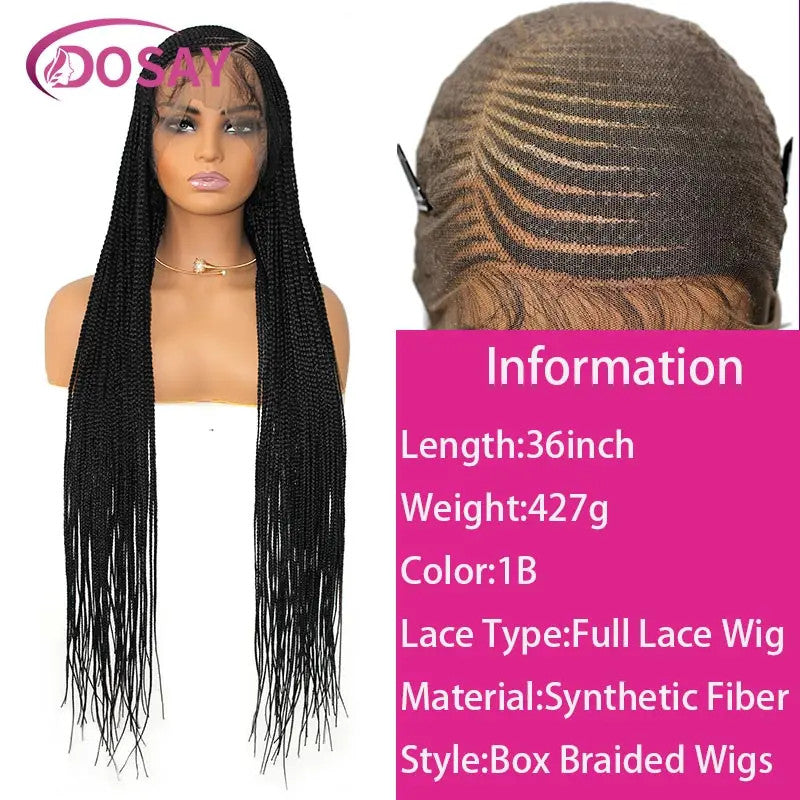 36" Cornrow Box Braided Wigs 613 Blonde Synthetic Wig for Women High Quality