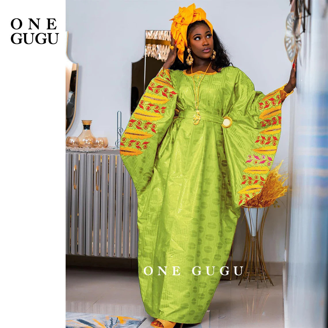 African Original Bazin Riche Boubou With Embroidery And Stones Mix Size