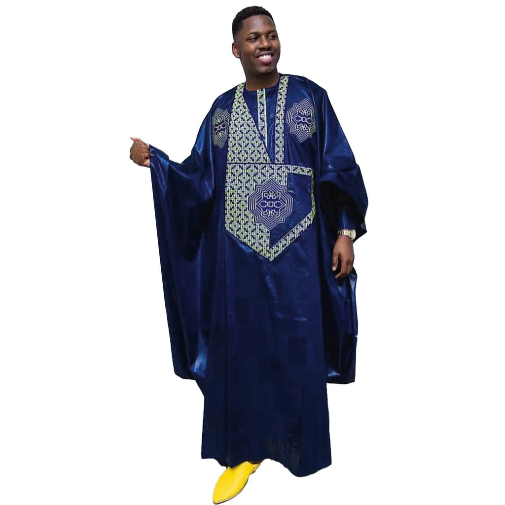African Clothing For Men Traditional Bazin Riche Embroidery Design Top Long