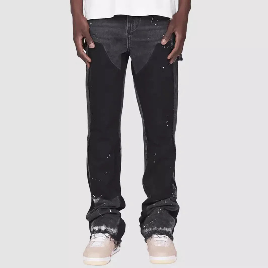 Men's Fashion Jeans Work Pants, European and American Fashion Workwear Elastic