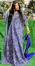 Traditional African Women's Bazin Riche Embroidered Long Dress Plus Size
