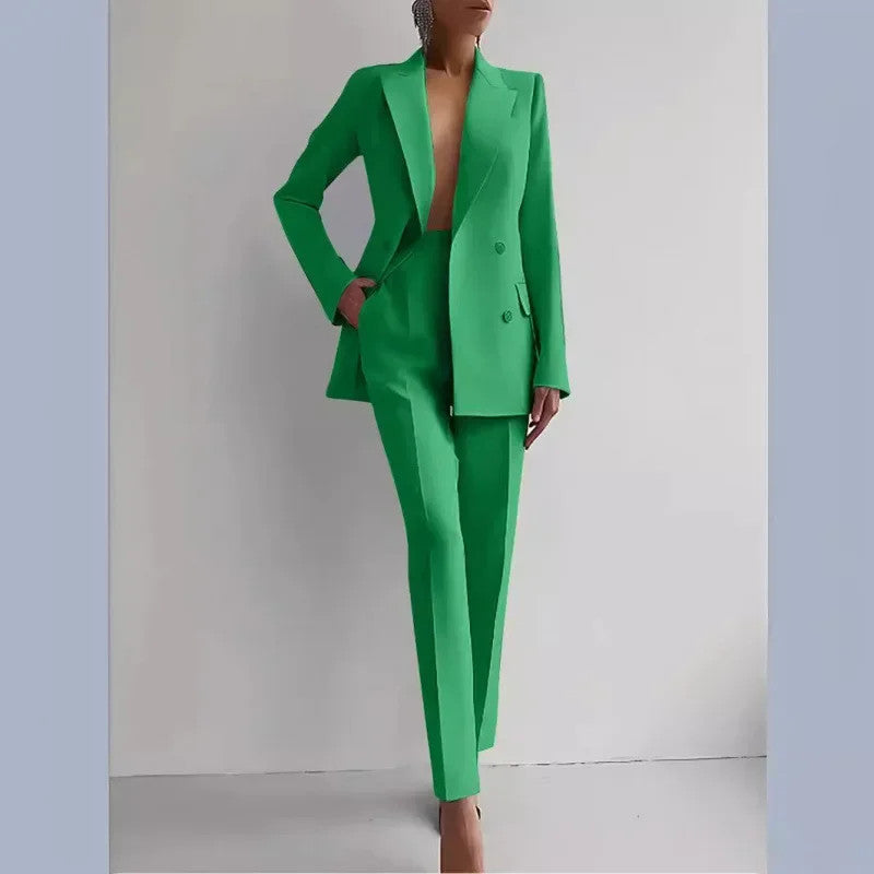 Women's Suit Set Long Pants Ensemble Fashionable Office Wear