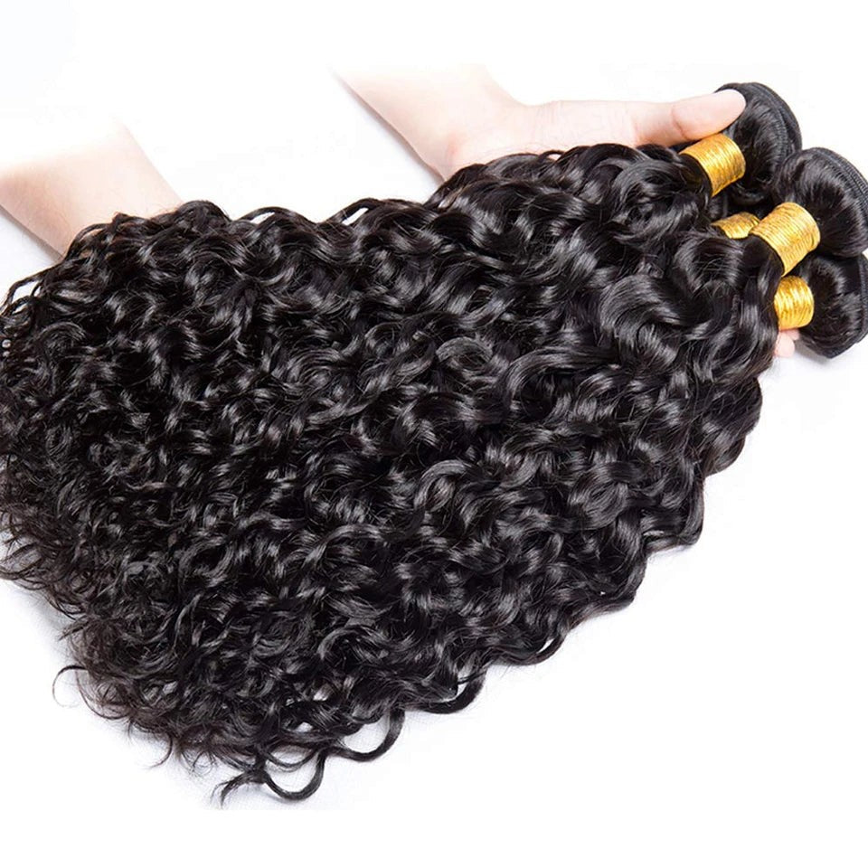 Water Wave Human Hair Bundles Curly Deep Wave 3 Bundles Brazilian Natural Black