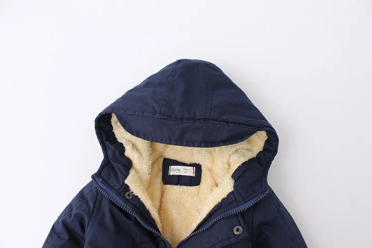 Winter Kids Clothes Plus Velvet Thicken Warm Jacket for Girls Casual Zipper