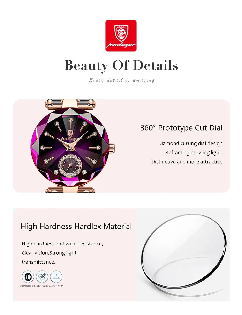 Luxury Elegant Ladies Wristwatch Waterproof Stainless Steel Watch for Woman