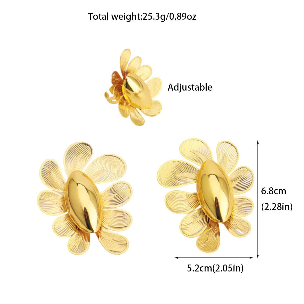 Gold Plated Earrings Ring Set for Women