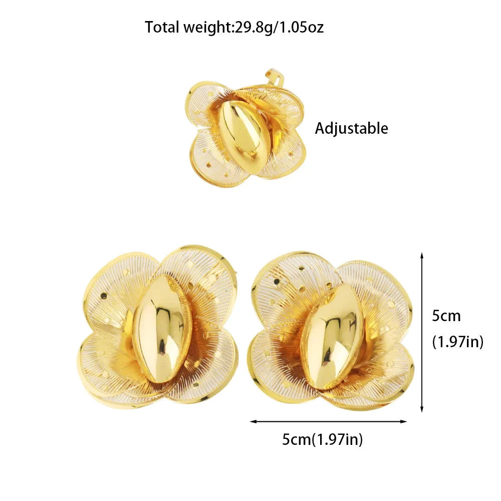 Gold Plated Earrings Ring Set for Women