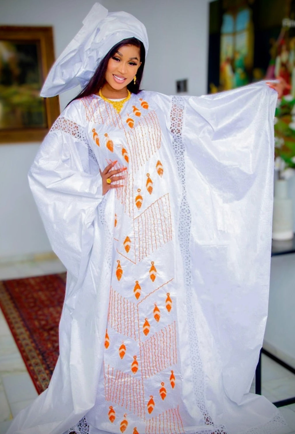 Women's Traditional African Boubou Gown With Scarf