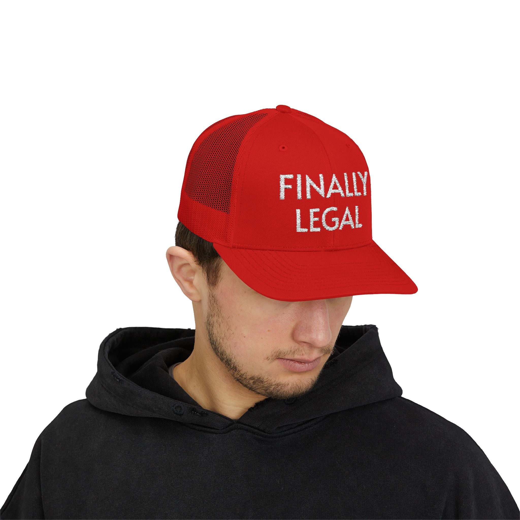 Finally Legal Snapback Trucker Cap | Rhinestone Script Mesh Back Hat