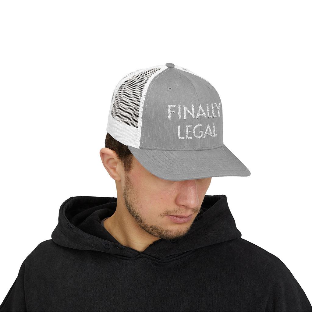 Finally Legal Snapback Trucker Cap | Rhinestone Script Mesh Back Hat