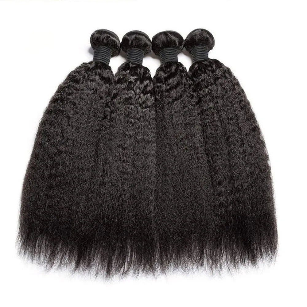Kinky Straight Human Hair Weave 3 4 bundles Raw Hair Bundles 30 Inch Yaki Straight Hair Bundles 100% Human Hair