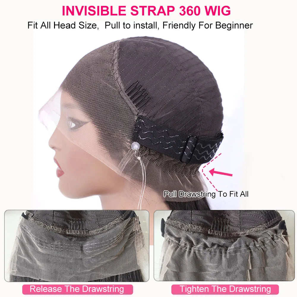 Water Wave 30 Inch Invisible Strap 360 Full Lace Front Wig Honey Blonde Highlight Deep Wave Frontal Wig Glueless Wig Human Hair