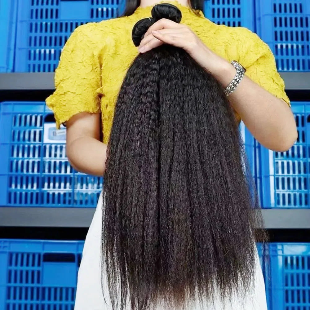 Kinky Straight Human Hair Weave 3 4 bundles Raw Hair Bundles 30 Inch Yaki Straight Hair Bundles 100% Human Hair