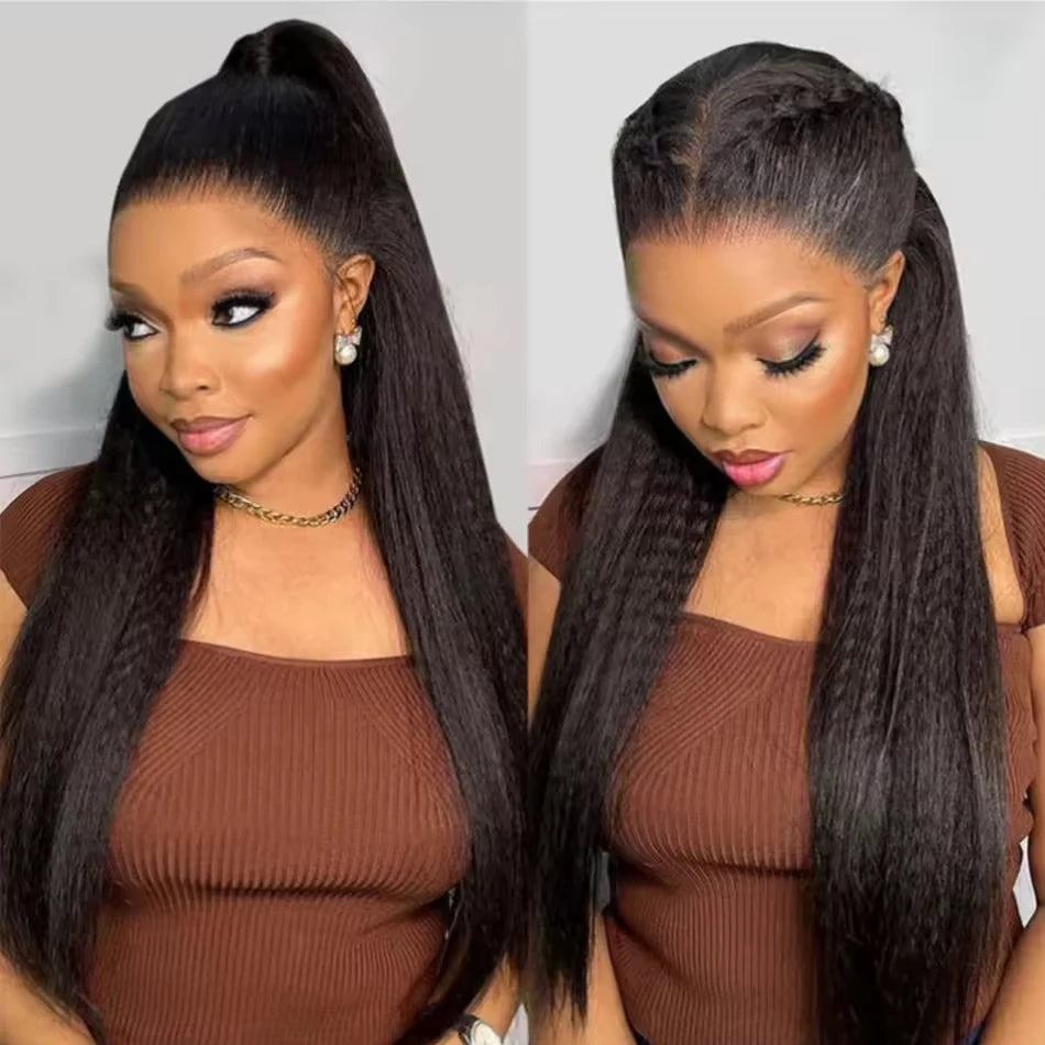 Yaki Straight Glueless Wig Human Hair Pre Cut Wear And Go Kinky Straight 5x5 Closure Wigs Human Hair 13x4 Frontal Wigs For Women