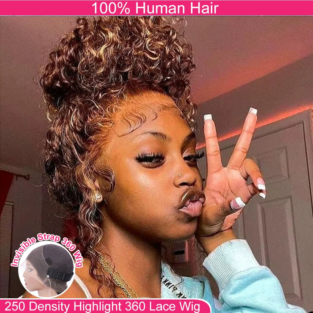 99J Deep Wave Frontal Wig 360 Full Hd Lace Front Wig Pre Plucked 250 High Density Burgundy Red Glueless Wig Human Hair
