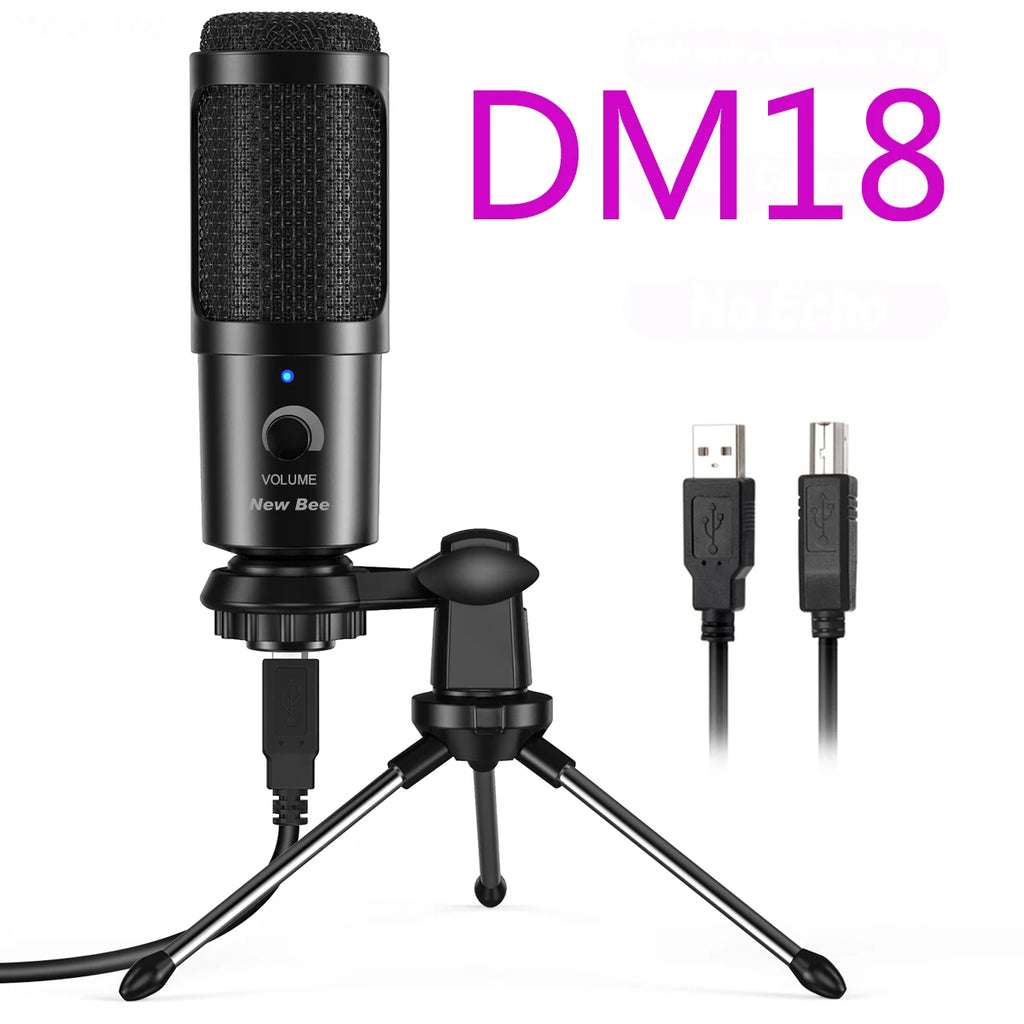 New Bee USB Microphone Condenser Professional Mic with Shock Mount for Computer Laptop Gaming Streaming Recording Studio