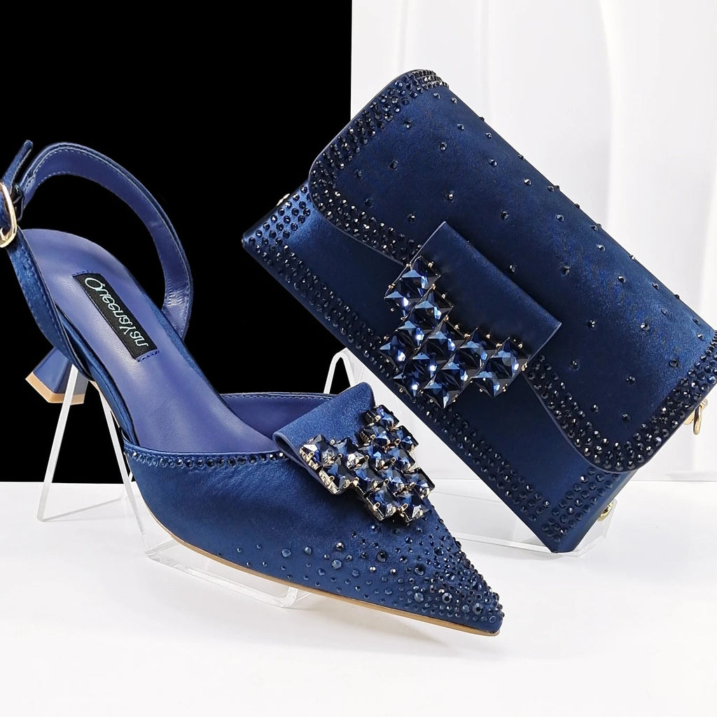 Ladies Party Pointed Toe Shoes and Matching Bag Italian for Wedding Party