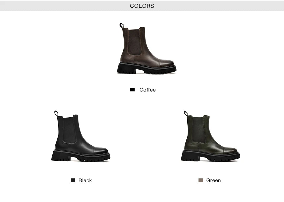 Beau Today Flat Chelsea Ankle Boots For Women Genuine Cow Leather Elastic Strap Spring Autumn Ladies Shoes Handmade A02379