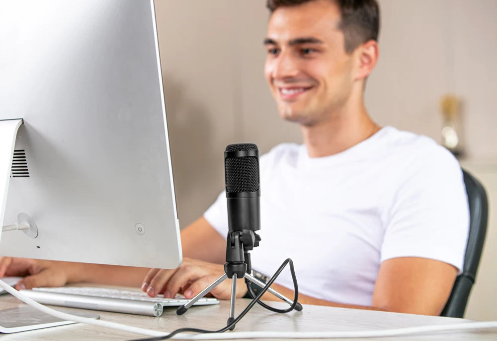 New Bee USB Microphone Condenser Professional Mic with Shock Mount for Computer Laptop Gaming Streaming Recording Studio