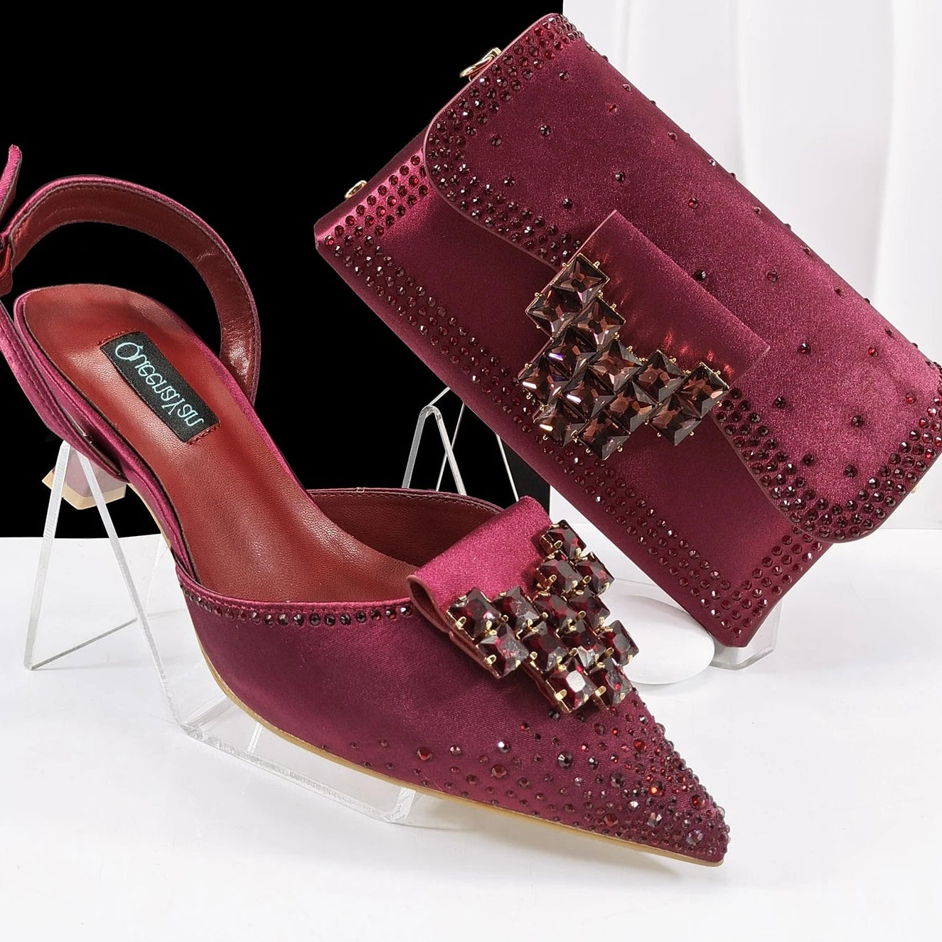 Ladies Party Pointed Toe Shoes and Matching Bag Italian for Wedding Party