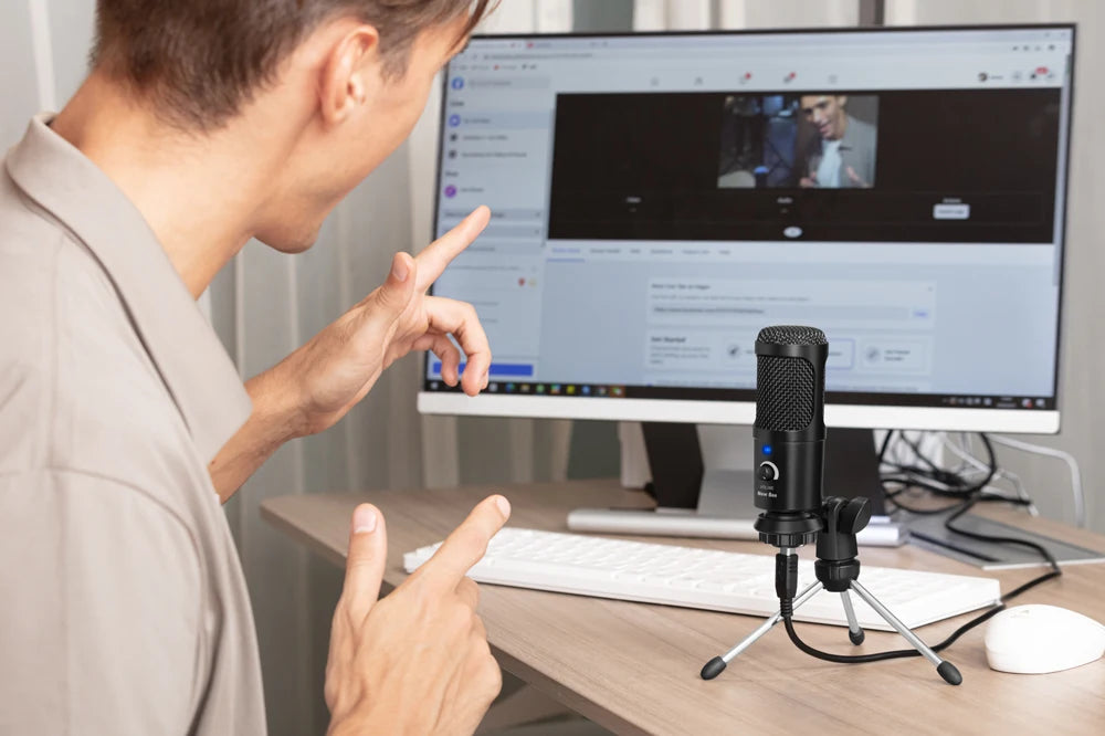 New Bee USB Microphone Condenser Professional Mic with Shock Mount for Computer Laptop Gaming Streaming Recording Studio