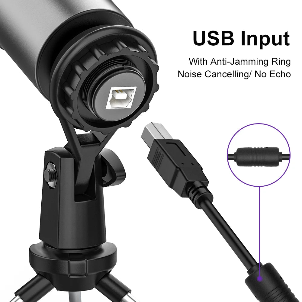 New Bee USB Microphone Condenser Professional Mic with Shock Mount for Computer Laptop Gaming Streaming Recording Studio