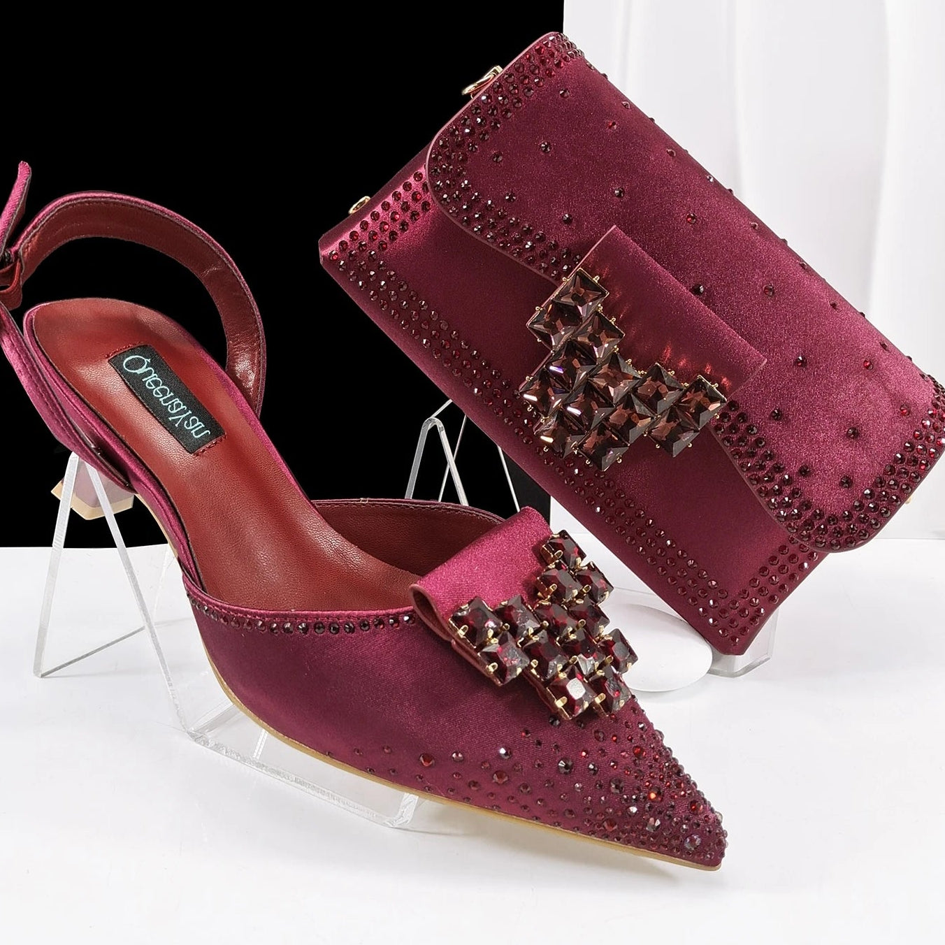 Ladies Party Pointed Toe Shoes and Matching Bag Italian for Wedding Party
