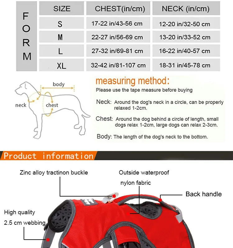 Breathable Reflective No-Pull Dog Harness Vest | S–XL | Outdoor Training & Running