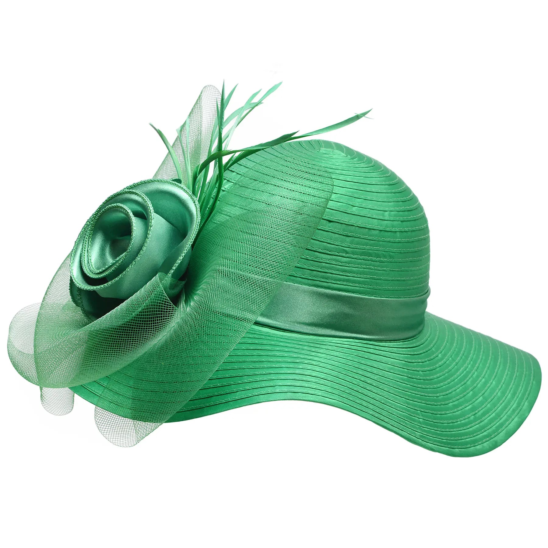 Lawliet Wide Brim Summer Hats for Women Feathers Netting Fascinator Beach Bridal Mother's Hats Wedding Derby Church  Cap A433