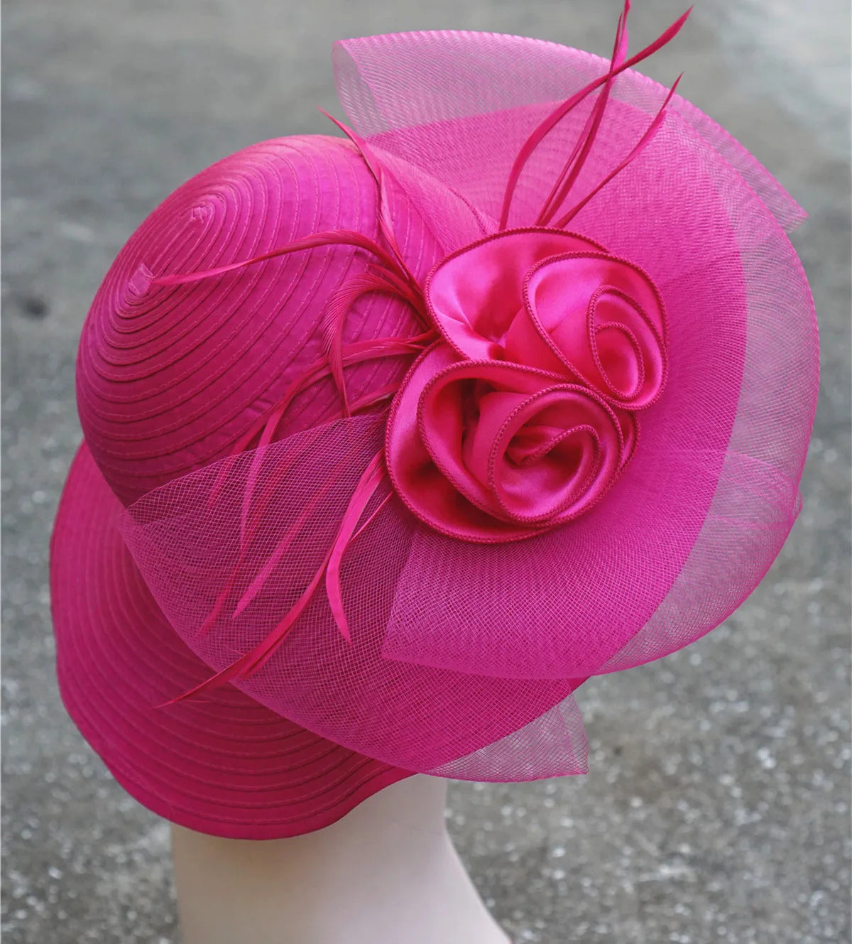 Lawliet Wide Brim Summer Hats for Women Feathers Netting Fascinator Beach Bridal Mother's Hats Wedding Derby Church  Cap A433