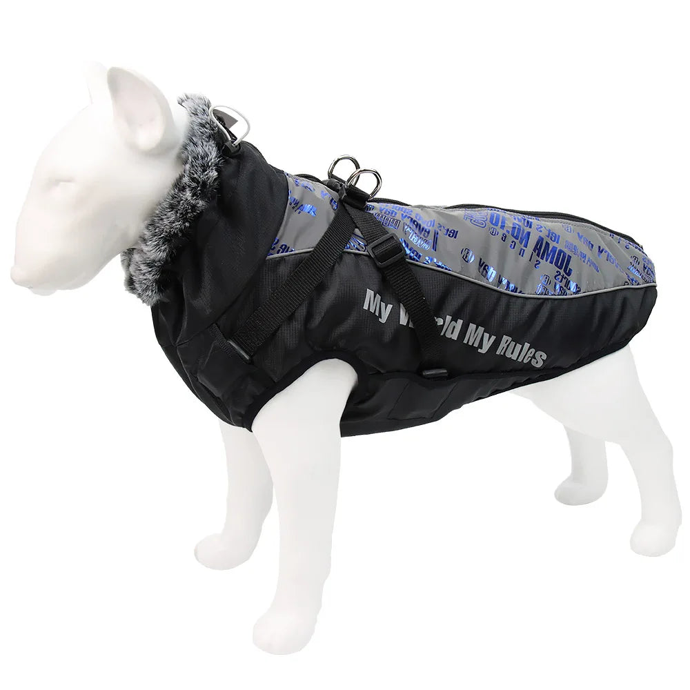 Winter Dog Coat & Harness Vest | Medium & Large Dogs | French Bulldog