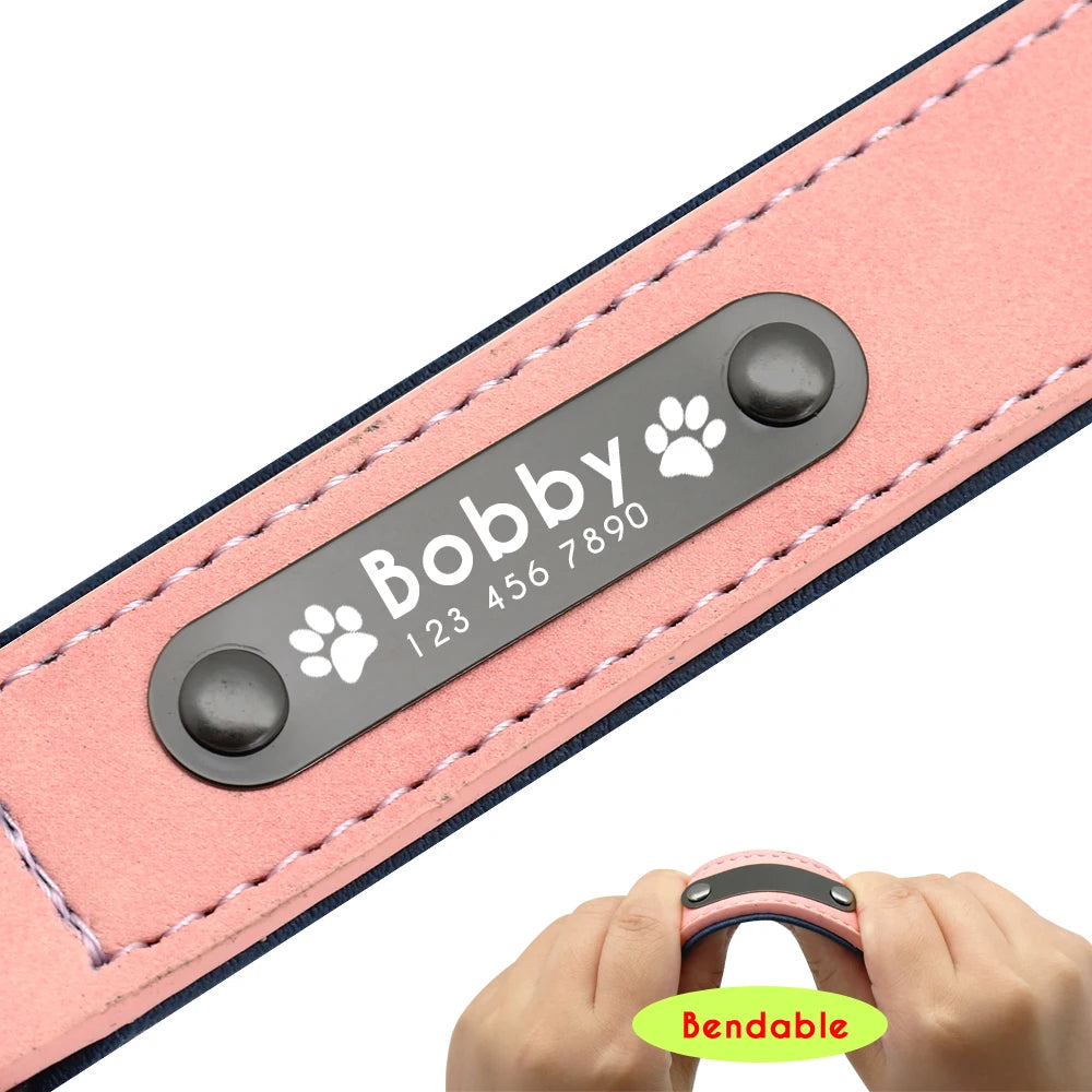 Personalised Leather Dog Collar | Custom ID Padded Pet Collar | S–XXL All Breeds