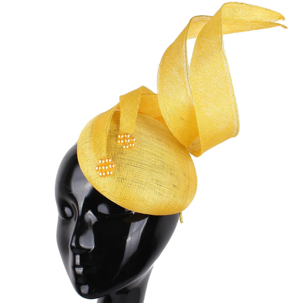 Green Fascinators Millinery Hat Party Tea Chapeau Headband New 4-Layer Sinamay Female Bridal Married Headpiece Fashion Occasion