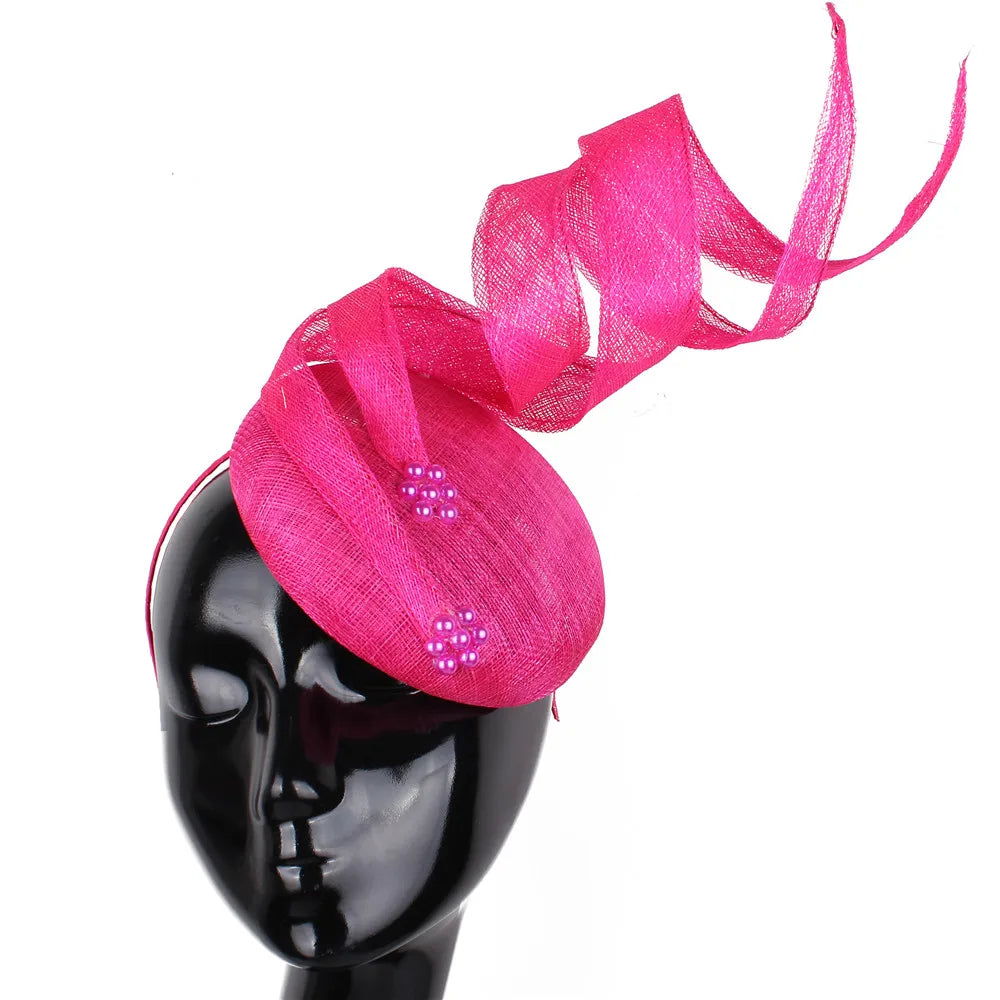 Green Fascinators Millinery Hat Party Tea Chapeau Headband New 4-Layer Sinamay Female Bridal Married Headpiece Fashion Occasion