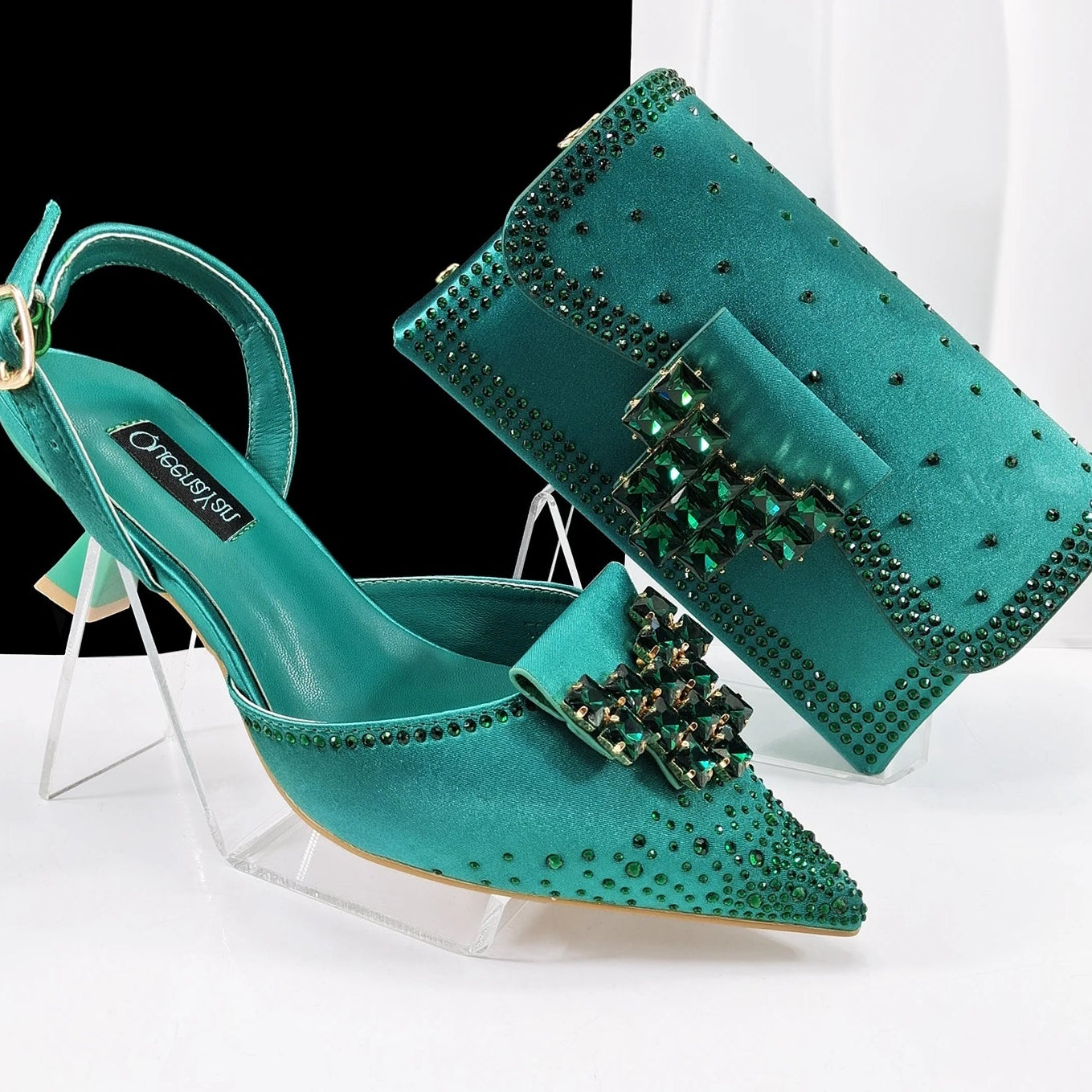 Ladies Party Pointed Toe Shoes and Matching Bag Italian for Wedding Party