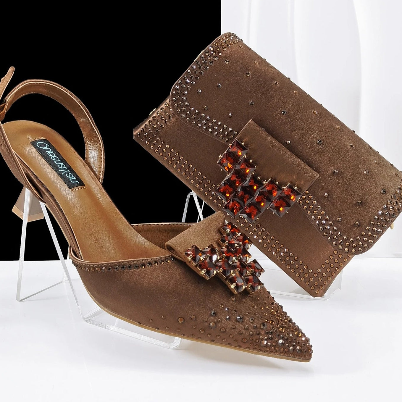 Ladies Party Pointed Toe Shoes and Matching Bag Italian for Wedding Party