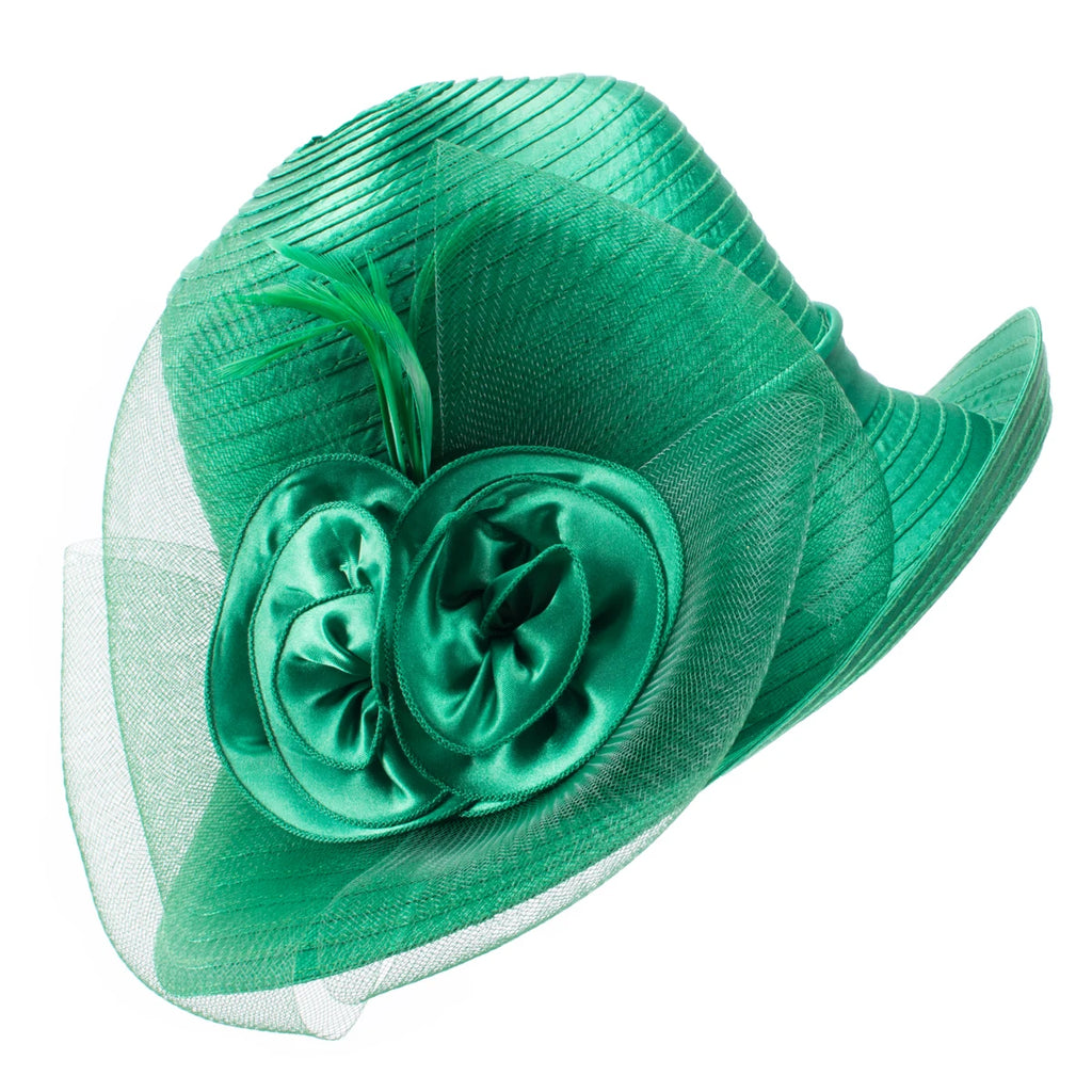 Lawliet Wide Brim Summer Hats for Women Feathers Netting Fascinator Beach Bridal Mother's Hats Wedding Derby Church  Cap A433