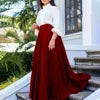 Pleated Midi Skirt with Belt - Elegant A-Line Skirt for Women