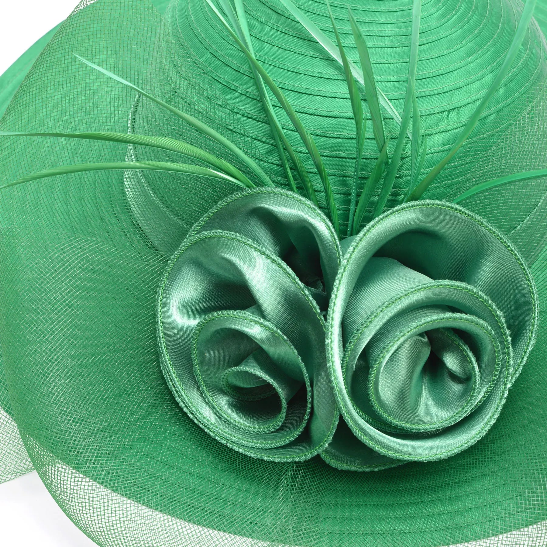 Lawliet Wide Brim Summer Hats for Women Feathers Netting Fascinator Beach Bridal Mother's Hats Wedding Derby Church  Cap A433
