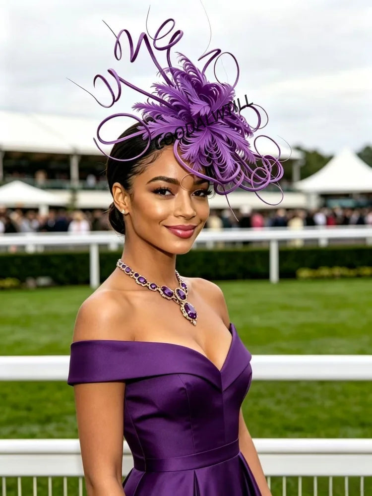 Elegant Fascinator Decorated With Soft Feather Women Race Day Headwear Formal Cocktail Party And Photoshoot Hair Accessories