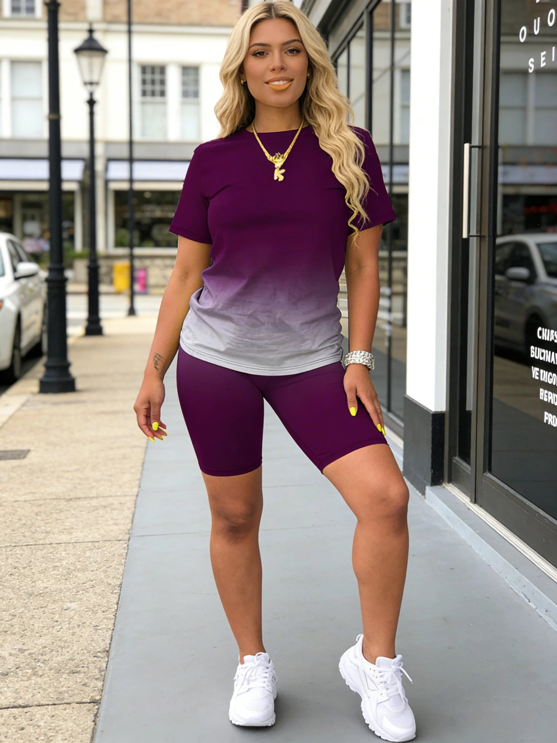Women's Tie-Dye Gradient T-Shirt & Shorts Set | All-Season 2-Piece | HotTrendyPicks