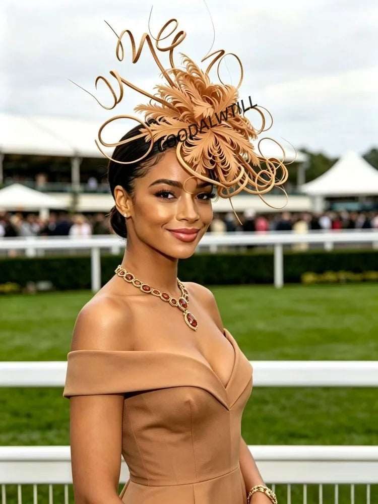 Elegant Fascinator Decorated With Soft Feather Women Race Day Headwear Formal Cocktail Party And Photoshoot Hair Accessories