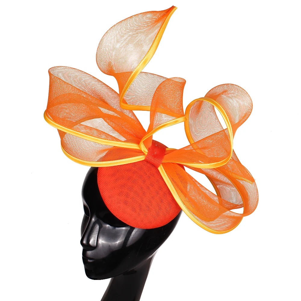 2025 New Fascinators Hat Beige Bowknot Light Blue Cocktail Fedoras Derby Accessory Headbands Lady Chuch Headpiece Headwear