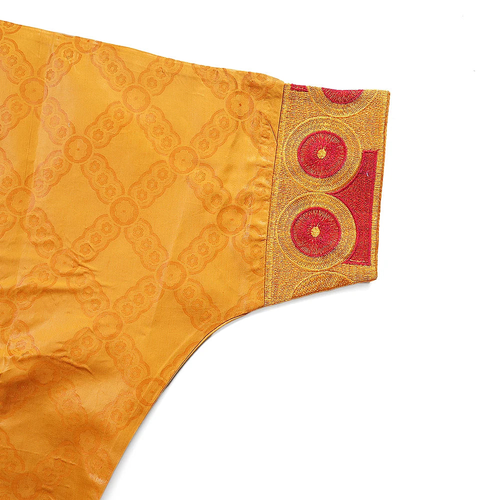 African Men's Traditional Agbada Sets 3PCS Yellow Bazin Riche Embroidery Wedding Party Couple Suits boubou