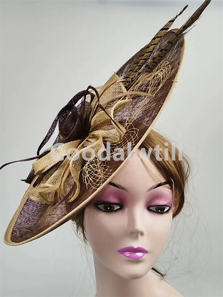 Wedding Pillbox Fascinator Hat Fashion Flower Headwear Women Formal Dress Party Royal Ascot Hair Accessories Feather Chapeau
