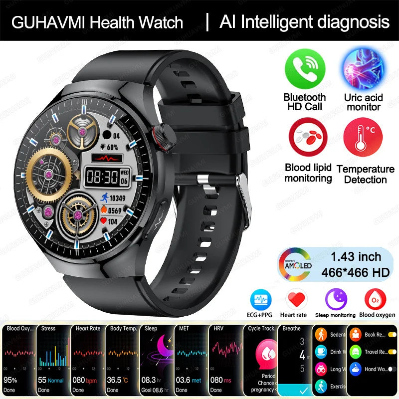 Nursing Grade Health Smartwatch | ECG+PPG Blood Lipid Uric Acid Body Temp