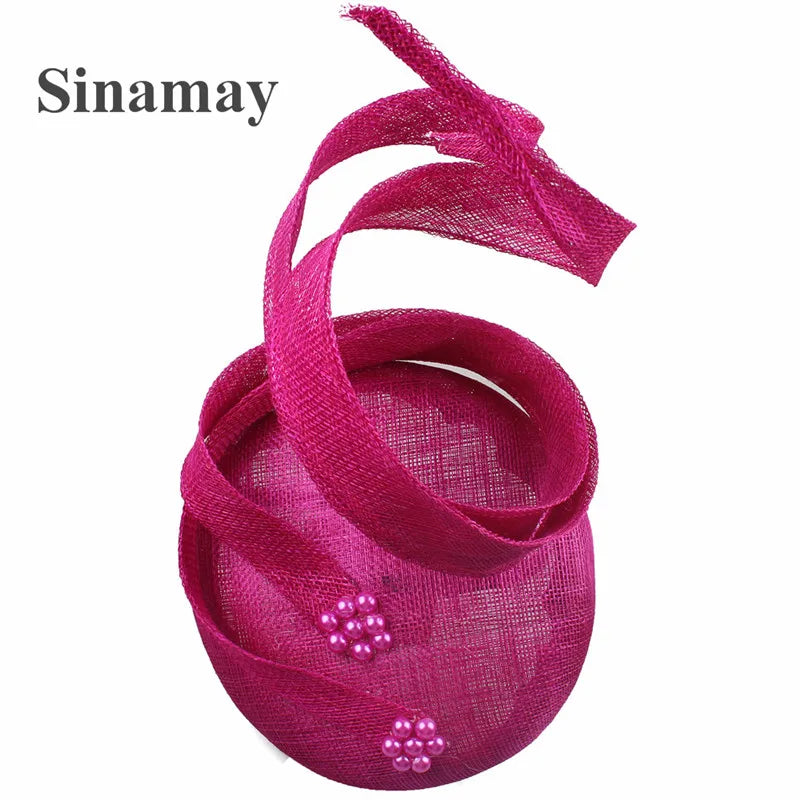 Green Fascinators Millinery Hat Party Tea Chapeau Headband New 4-Layer Sinamay Female Bridal Married Headpiece Fashion Occasion