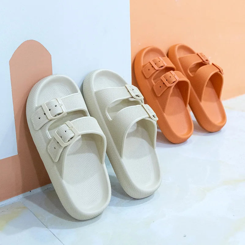 New Women's Slippers Thick Bottom Anti-Slip Home Outdoor Sandals Comfortable EVA Material Pure Color Slippers