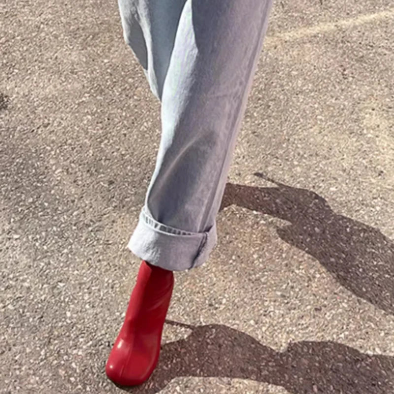 JOZHAMTA Size 34-43 Women Real Leather Thin Heels Ankle Boots Slip On Warm Autumn Winter Sexy Round Toe Elegant Short Boots